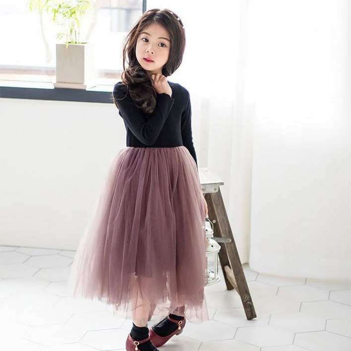 스타빈 여아용 레이스 슬림 롱 원피스