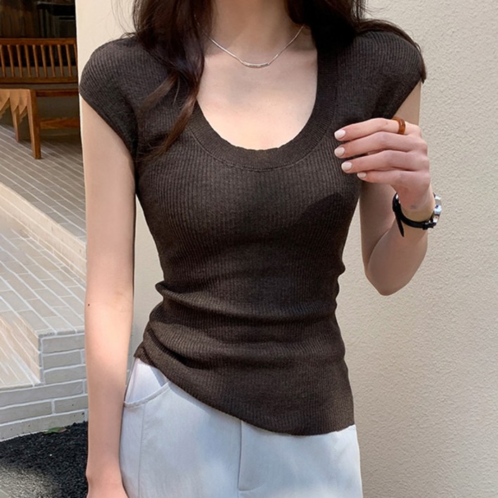 루나걸 여성용 디얼 U넥 골지 티 L25SMT031201