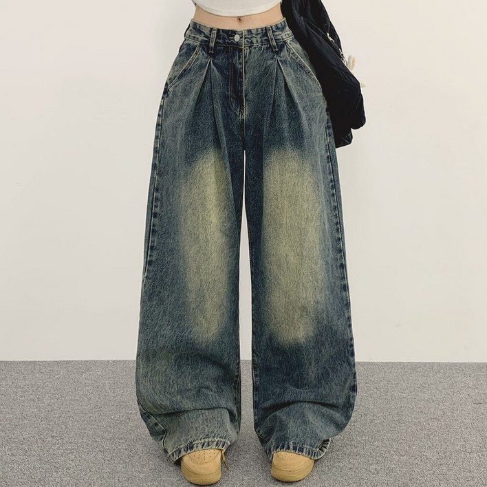 위드후이린 시너지 핀턱 와이드 데님팬츠