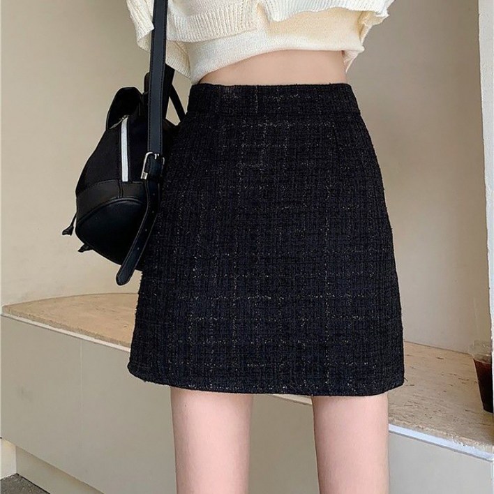 마켓에이 여성용 심플 트위드 미니스커트 P24FW3A1016