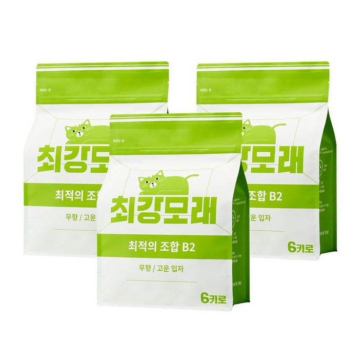 [2+1] 최강모래 최적의 조합 B2 6kgx3, 고운입자 고양이모래 와이오밍 벤토나이트모래, 3개, 6L, 무향