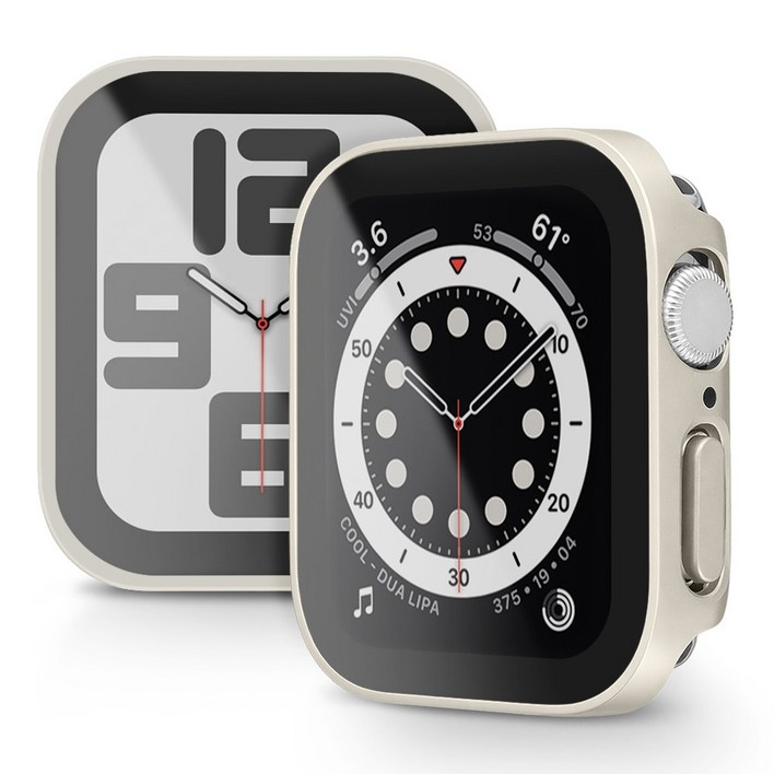 뷰씨 애플워치 스퀘어 풀커버 일체형 9H 강화유리 액정보호 케이스