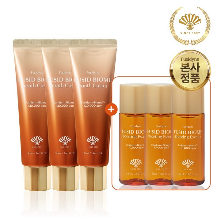 3개묶음 동화약품 후시다인 후시드 바이옴 유스 크림 50ml  부스팅 에센스 55ml 3개 본품 단독 증정, 3개