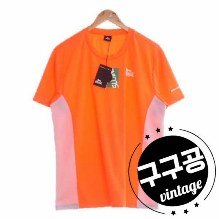 3386 lonsdale 론즈데일 남자 여름 형광주황 폴리 스포츠 라운드 반팔 110