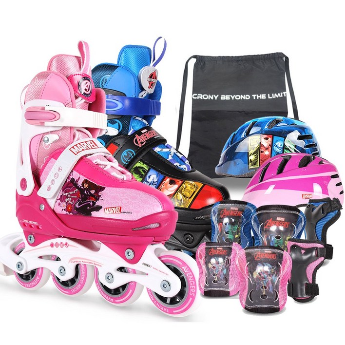마블 인라인스케이트헬멧보호대가방 풀세트 어린이 아동 인라인, 블루 M210240, 1개