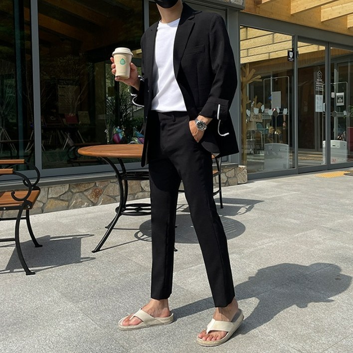 S2XL 프리미엄 봄 여름 린넨 남성 남자 정장 수트 세트  9color 하객룩 결혼식 정장