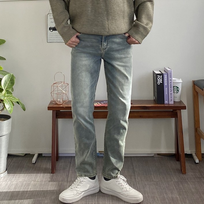 남자 일자 슬림핏 스판 청바지