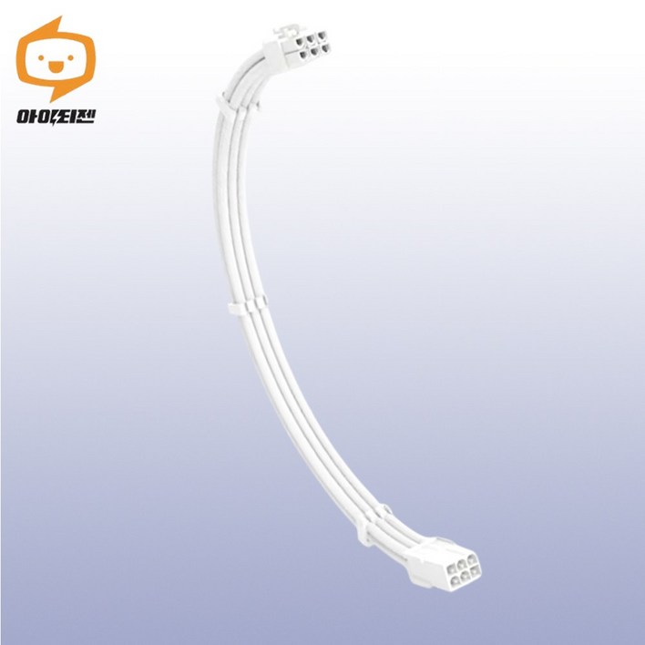 비티즈 슬리빙 케이블 그래픽카드 6핀 보조전원 연장 케이블 화이트, 1개, 30cm