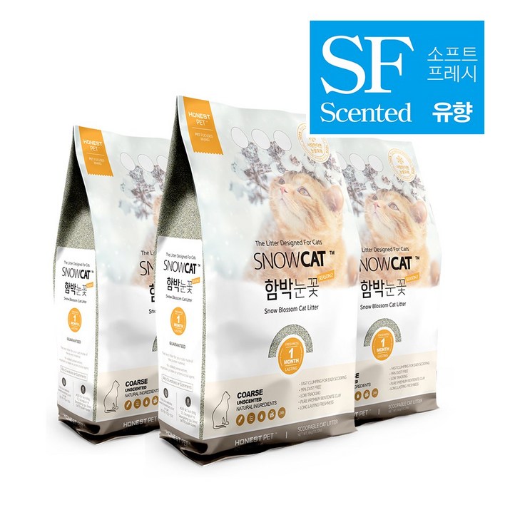 함박눈꽃 6kg x 3개 18kg 응고형 벤토나이트 고양이모래, 6kg, 3개