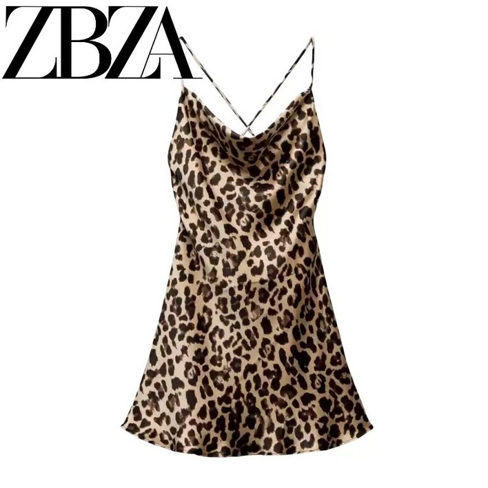 이너원피스 자라 원피스 새틴 나시 네오파드 호피 미니 이너 드레스 ZARA