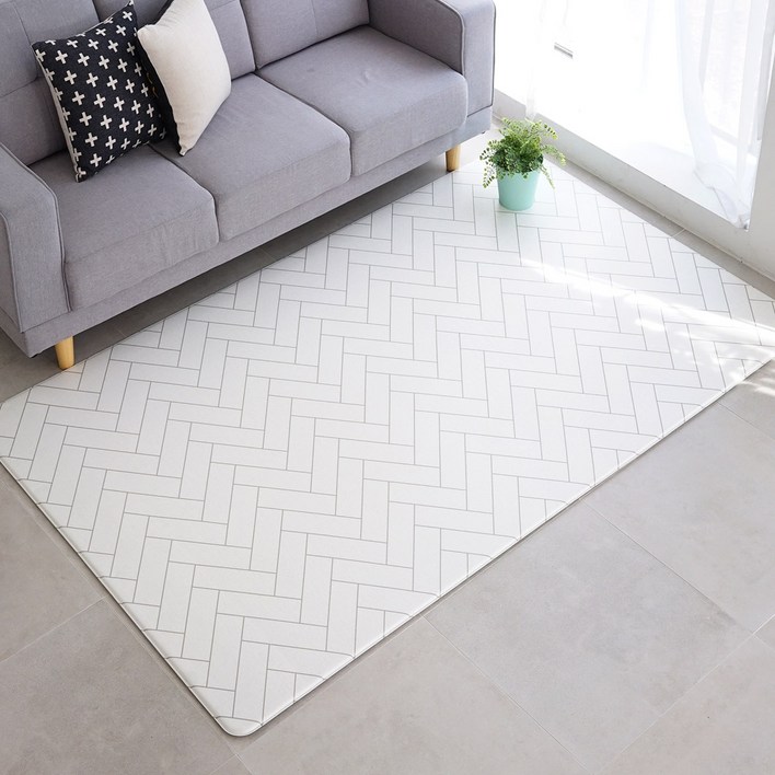 제로벨 PVC 양면 놀이방매트 대형 140x200cm 12T 유아 어린이 층간소음 매트, 양면 헤링본 화이트