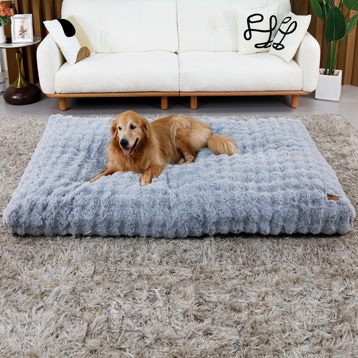 BingoPaw 강아지 쿠션 폭신 방석 하우스 방석 M4XL 사각벙석 와플방석 커버분리 그레이, 그레이GY, 1개