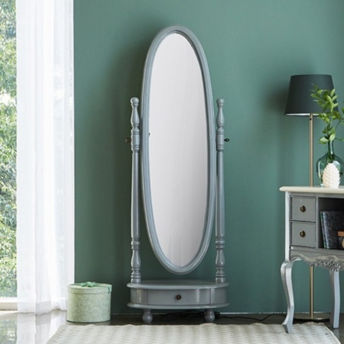 빈티지 엔틱 소품용 프로방스 그레이 전신 거울 우드 쇼핑몰 사각 와이드