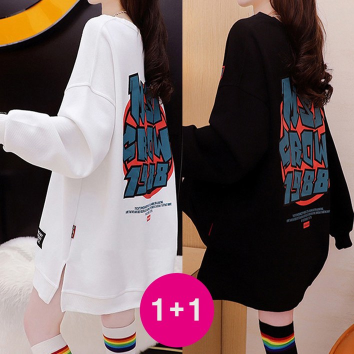 세인트이브 TC398317 11 박시 프린팅 여성 맨투맨