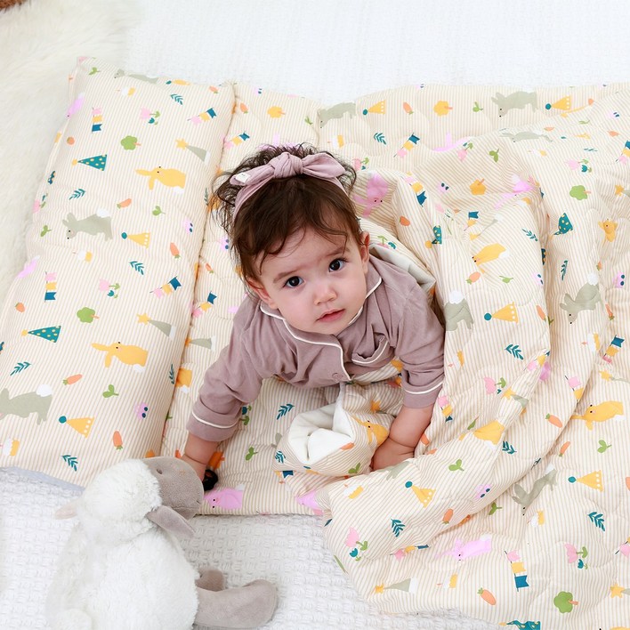 베베로시 프리미엄 사계절 리버시블 어린이집 낮잠이불세트 일체형 순면풍기인견3D에어매쉬, D.댕댕이