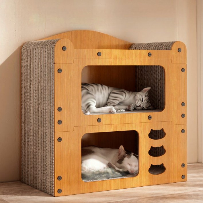 Anystar 고양이 숨숨집 하우스형 스크래쳐 박스, 1개, 원색