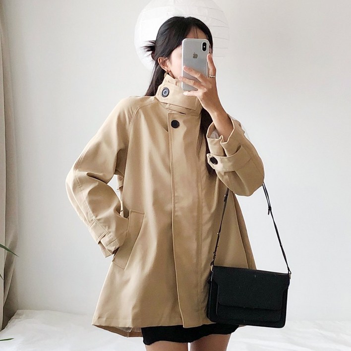 요시아나 당일발송 르네 하이넥 A라인 간절기 하프 야상 트렌치 자켓 2컬러