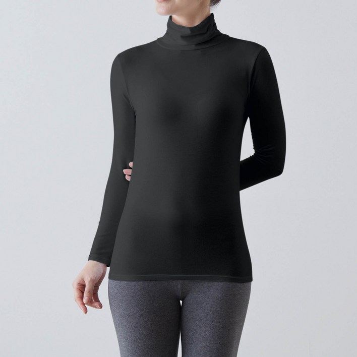 벨메종 여성 면 혼방 따뜻한 보온 내복 터틀넥 긴팔