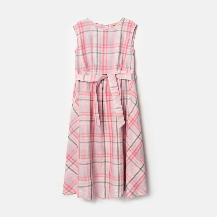 [BEANPOLE] 빈폴 레이디스 핑크 슬리브리스 체크 맥시 원피스 (BF0471O08X)