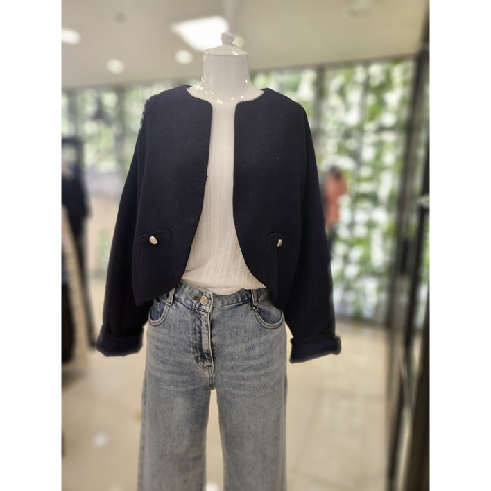 듀엘 DEWE 라운드 햄 크롭 자켓 D247MSF037  NC일산