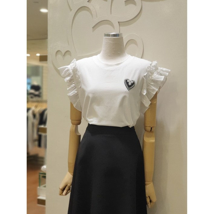 샤틴 라운드넥 프릴포인트 티셔츠