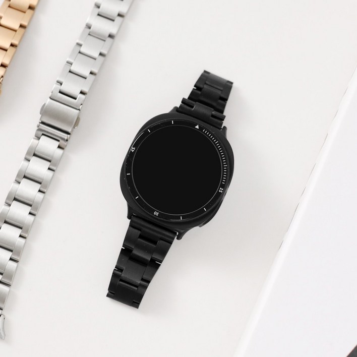 오르몽트 갤럭시워치8 7 6 5 4 3 호환 베이직 슬림 3선 메탈 스트랩 프로 클래식 액티브2 20mm 밴드 시계줄 줄질, 블랙