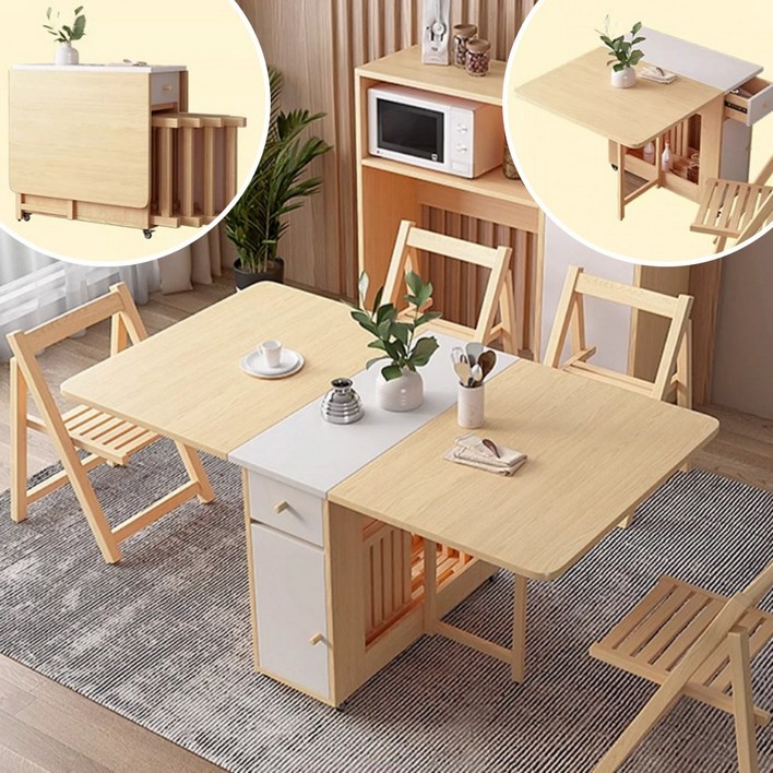 테라룸 모던 확장형 식탁 접이식 테이블 이동식 거실 탁자 공간활용 다이닝 원목 사각 수납, C. 그레이