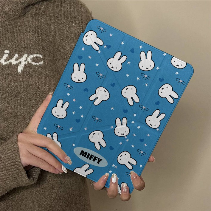 TYREUS 블루 미피토끼 아이패드 케이스 호환 아이패드11 태블릿 케이스