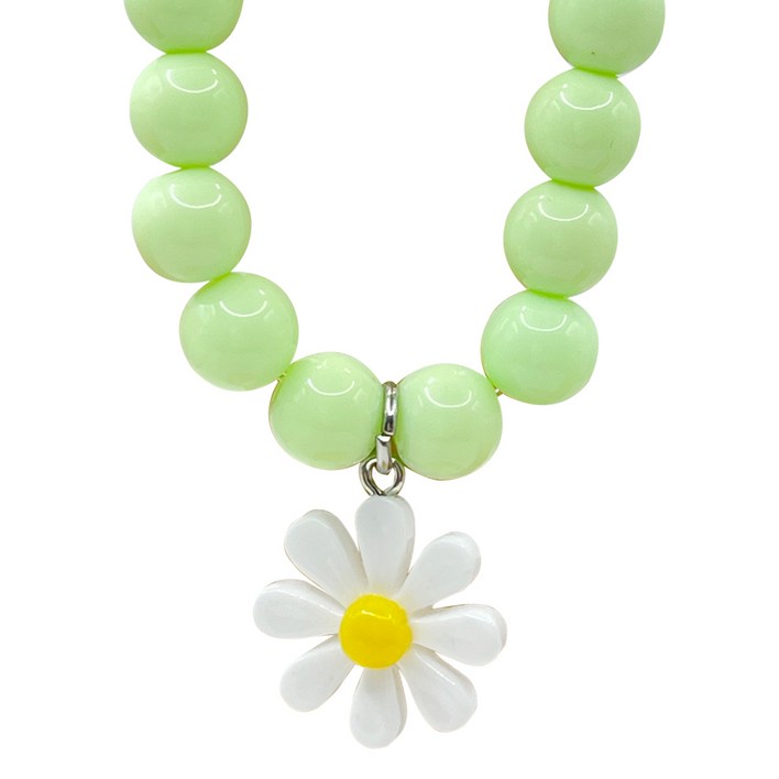 댕이미 데이지팝비즈목걸이, 강아지목걸이, 핸드메이드악세사리, 산책목걸이, 애완동물목걸이, 고양이목걸이 10co, 1개, 데이지팝그린