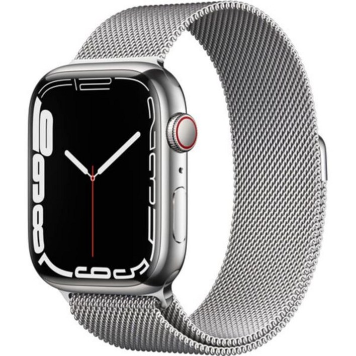 Apple Watch Series 7(GPS + Cellular, 45MM) - 실버 스테인리스 스틸 케이스, 밀라네즈 루프(리뉴얼)