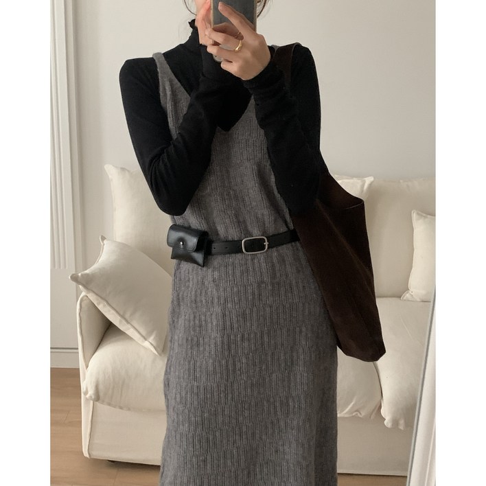 루어스룸 프린지 수술 브이넥니트 니트원피스(3color)