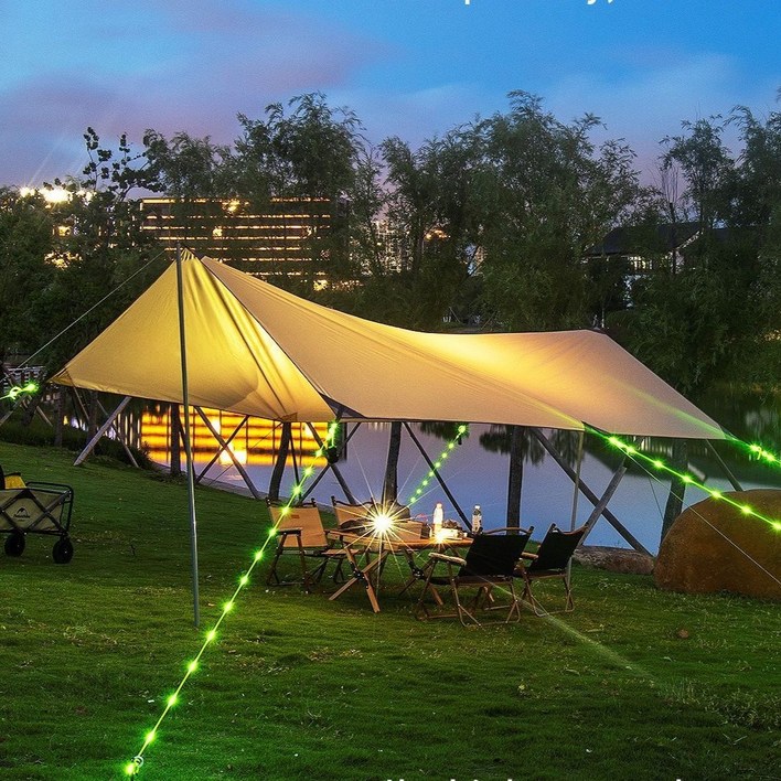 캠팸 LED 반짝이 타프 스트링 캠핑 텐트 로프 야간 안전 스트링, 형광노랑