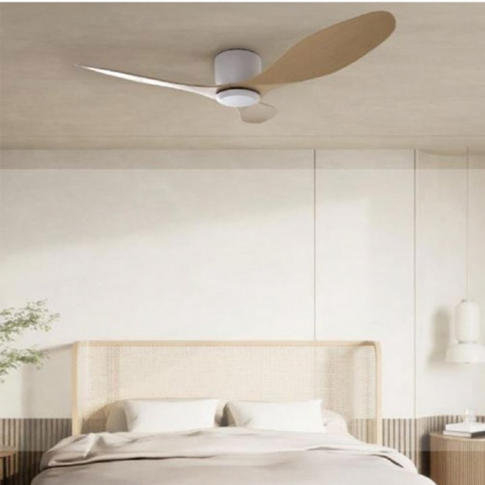 한국형 벨로스 IoT 스마트 실링팬 132cm 52인치 날개 화이트우드 조명불포함 거실형, 화이트바디우드날개
