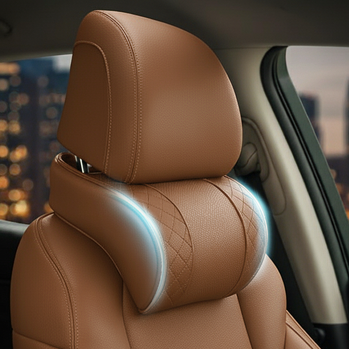 볼텍 차량용 메모리폼 프리미엄 목쿠션, 브라운, 1개
