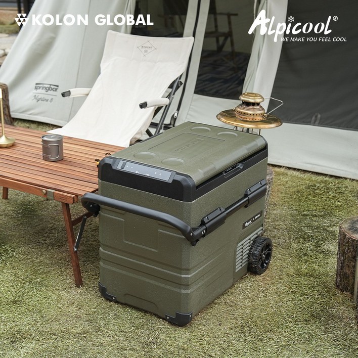 코오롱 공식판매 알피쿨 X시리즈 정품 캠핑 차량용 냉장고 블루투스 이동식 낚시 화물, 54L  X55, 올리브