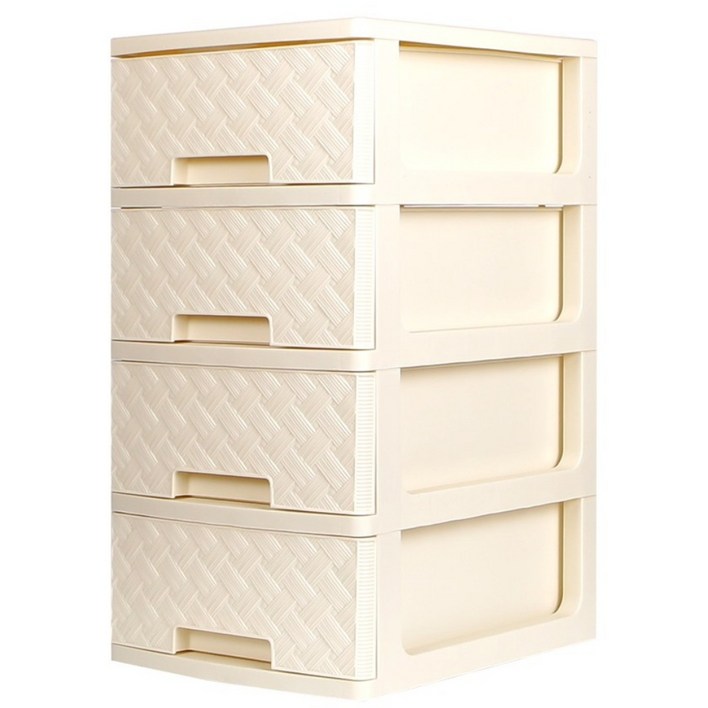 지오리빙 마틴 4단 플라스틱 서랍장, 크림화이트