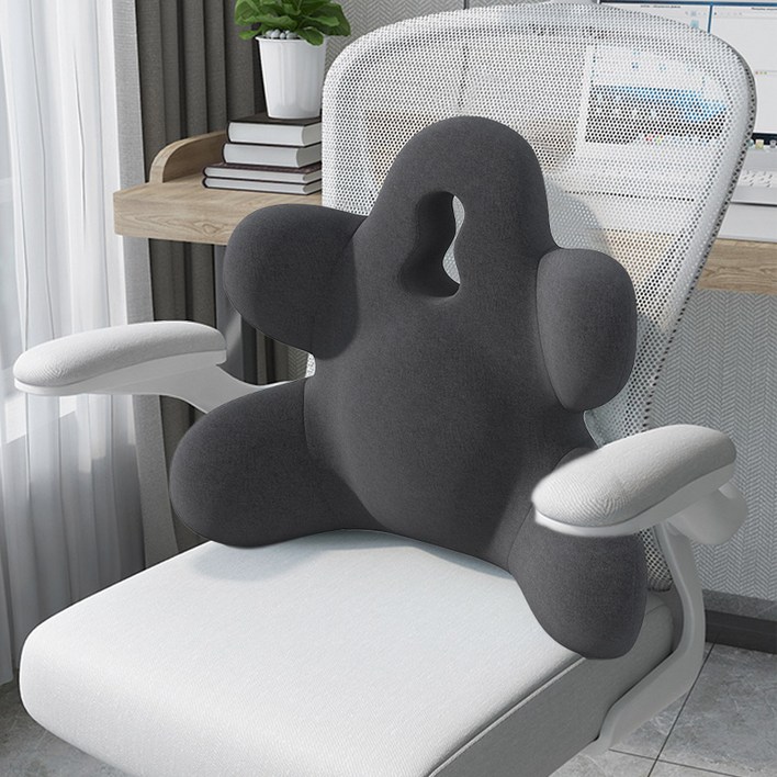 Pogeuni 고급형 사무용 가정용 다용도 바른자세 의자 등받이 쿠션, 다크그레이