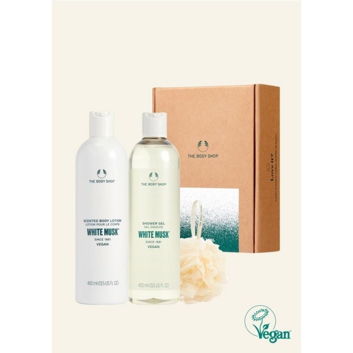 더바디샵 화이트 머스크 400ML 2종 선물세트 화이트머스크 샤워젤 400ML화이트머스크 바디로션 400ML미니샤워볼, 1세트