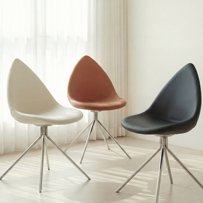 센소 프리미엄 홈 인테리어 오타와 가죽 쿠션 원목 디자인 카페 미드센츄리 식탁 의자, 블랙, 1개