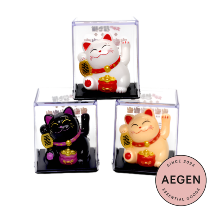 Aegen 손흔드는 일본 장식품 마네키네코 복고양이, 3세트, 노랑이 흰둥이 까망이 Aegen 손흔드는 일본 장식품 마네키네코 복고양이, 3세트, 노랑이 흰둥이 까망이
