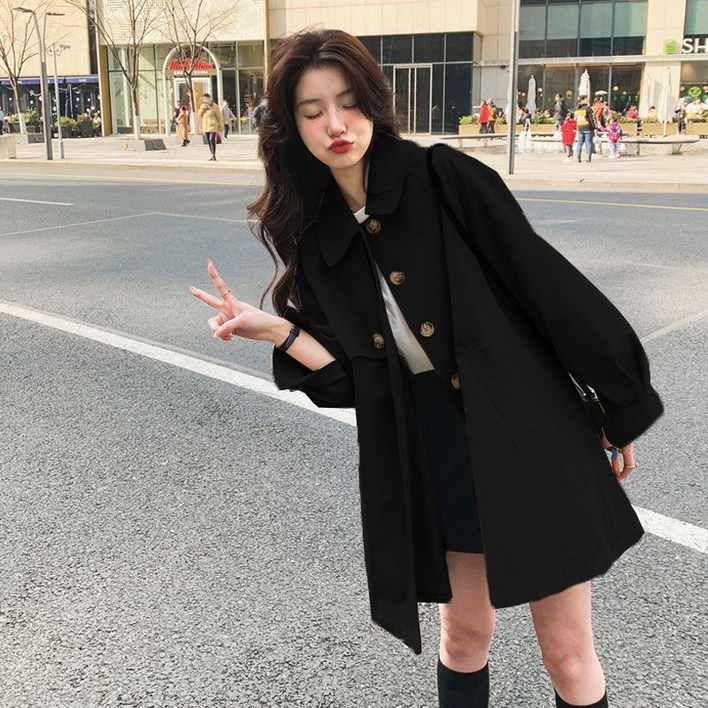 a라인 트렌치 코트 여성 무지 잉글리시 카라넥 버튼 코트 아우터 자켓 재킷 점퍼 잠바 봄 가을