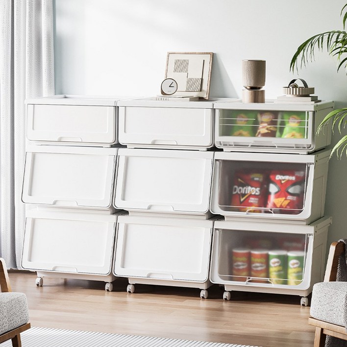 홈비 적층형 다용도 수납 튼튼한 공간활용 리빙박스, 1개, 화이트