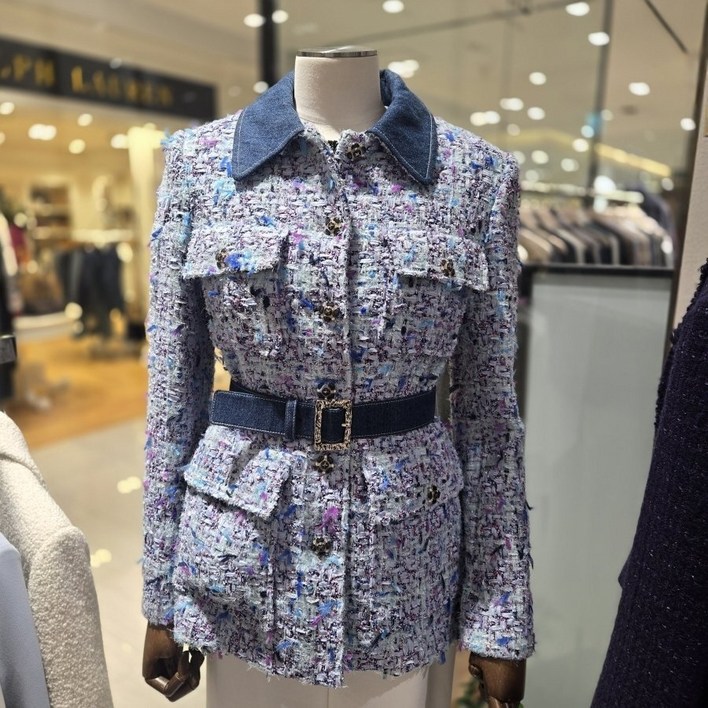 국내백화점 모조에스핀 벨티드 트위드 쟈켓s 여성