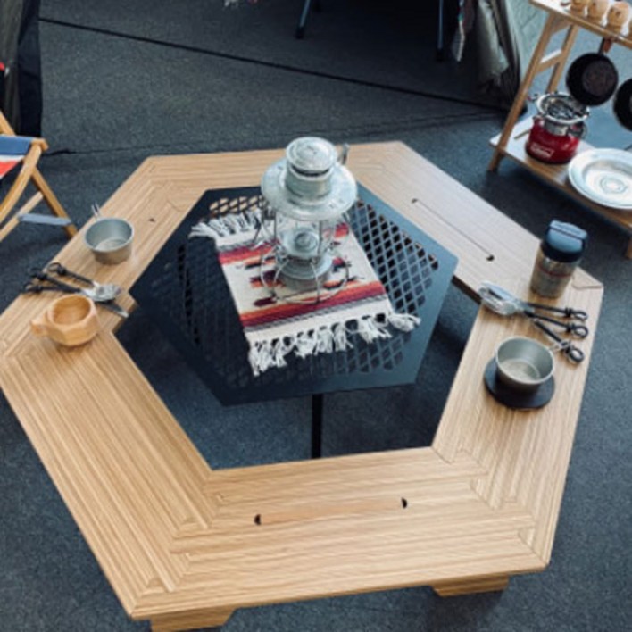 그라운드웍스 육각 화로대테이블 M 솔리드지브라