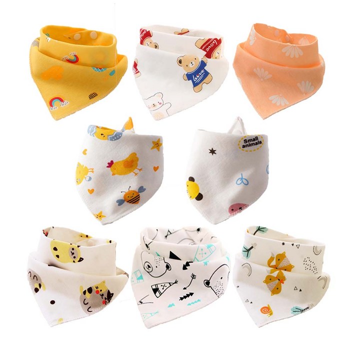 감성팩토리 삼각 순면 투버튼 턱받이 8종