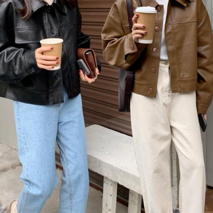 레더 재킷 시크한 매력 캐주얼 가죽 라이더 아우터