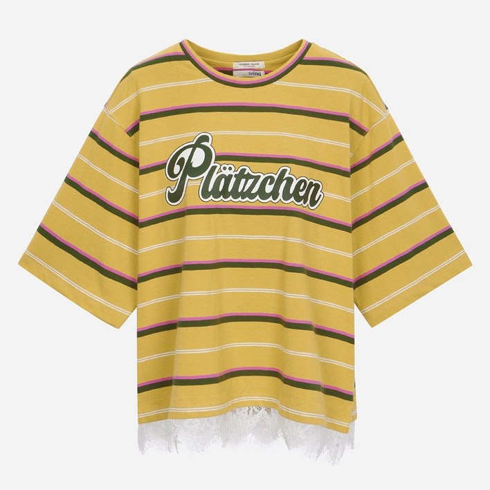 매장정품 THURSDAY ISLAND 써스데이 아일랜드 레이스 패치 티셔츠 T256MTS901W 1103329