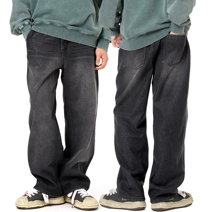 비브레이커스 남자 겨울 기모 청바지 밴딩 와이드 융털 데님 팬츠