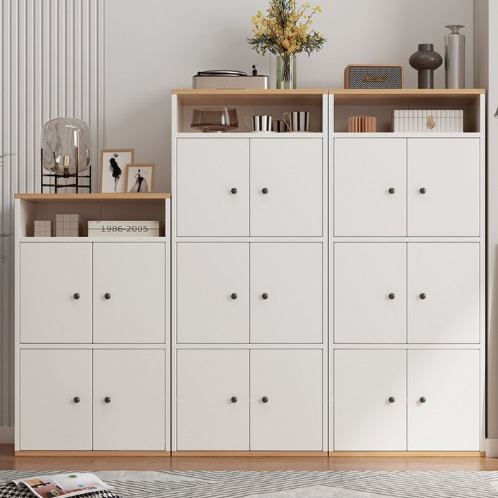 PercyLy 사물함 우드 수납장 다목적 공간 책궤, 오크화이트