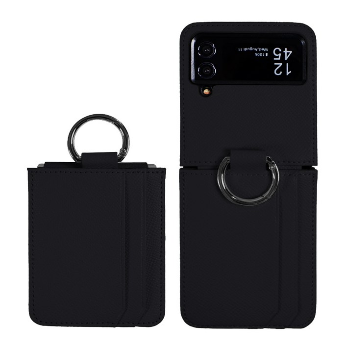 갤럭시 호환 Z플립3 4 가죽케이스 힌지보호 카드수납 지갑형